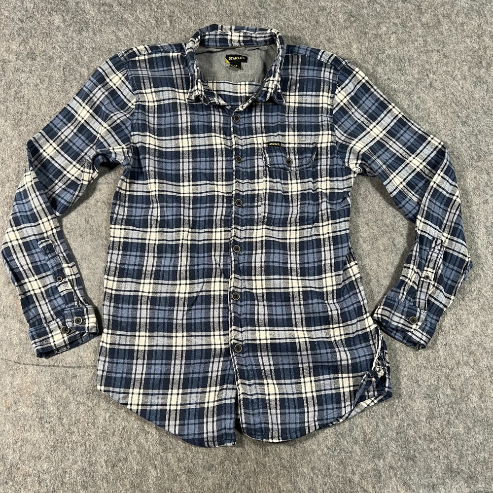 Standley Women's Button Down‎ Shirt Size Medium Blue White Plaid Flannel